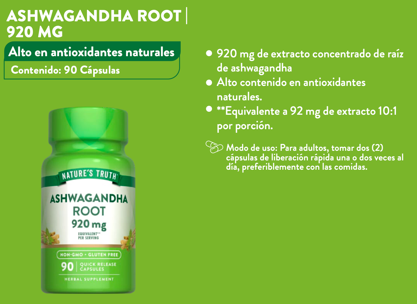ASHWAGANDHA ROOT | 920 MG - 90 CÁPSULAS